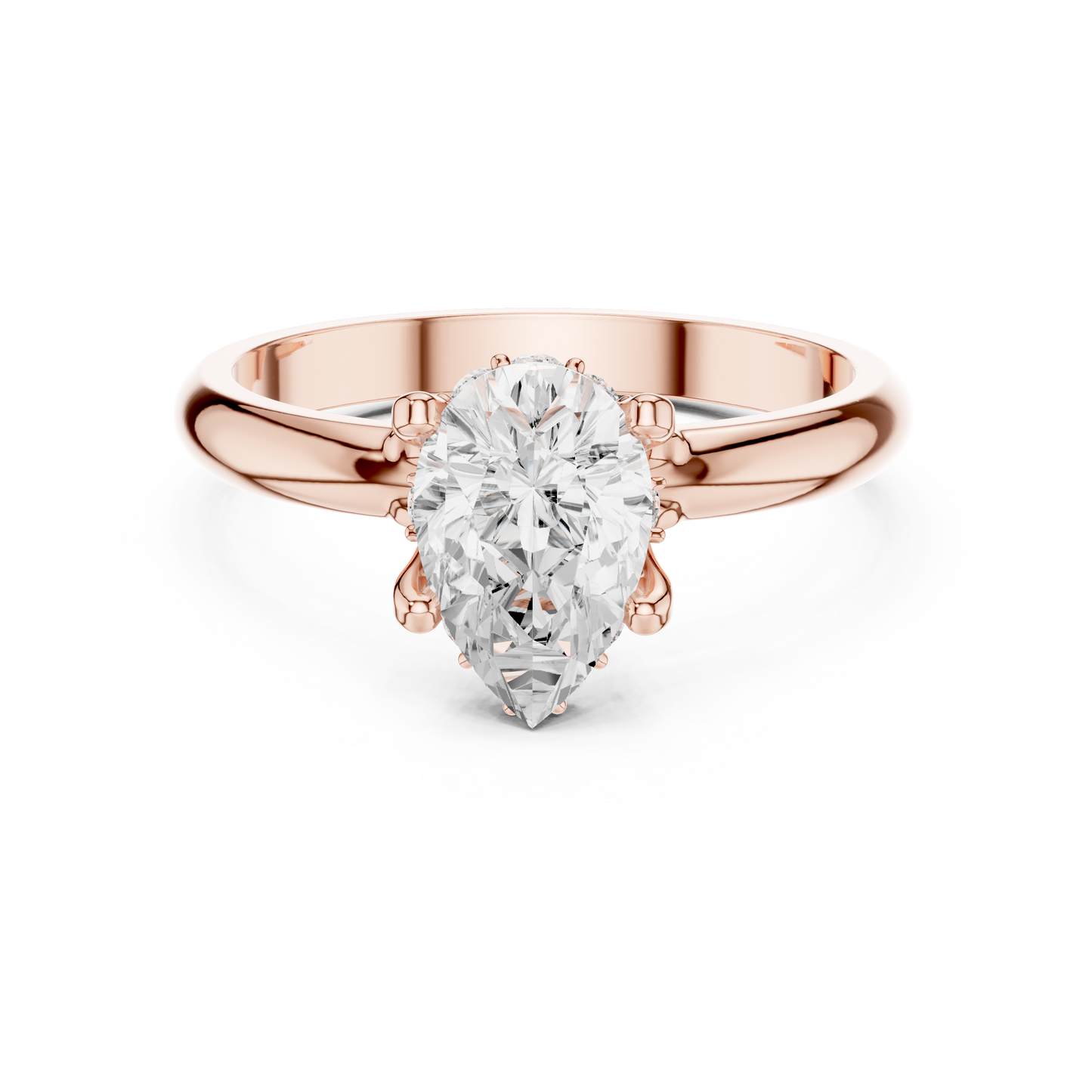 Pear Shape Solitaire Diamond Halo Engagement Ring