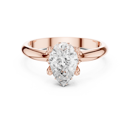 Pear Shape Solitaire Diamond Halo Engagement Ring