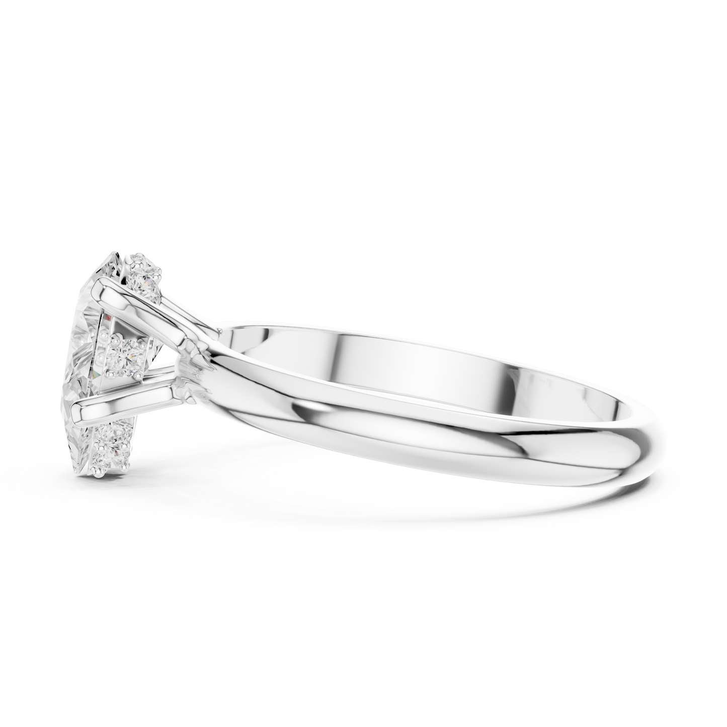 Pear Shape Solitaire Diamond Halo Engagement Ring