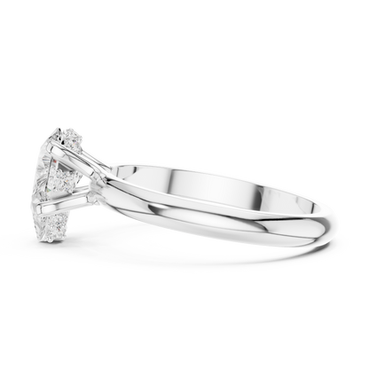 Pear Shape Solitaire Diamond Halo Engagement Ring