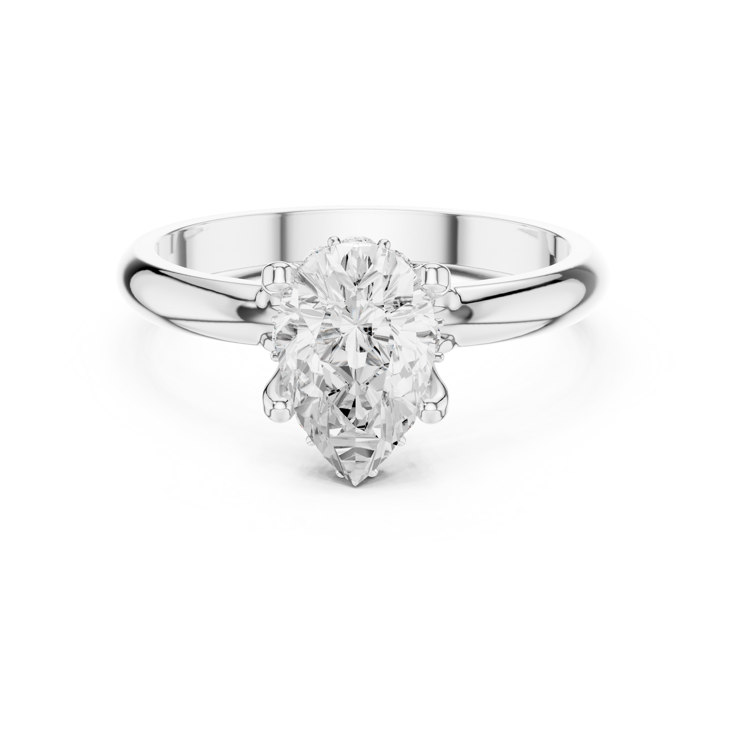 Pear Shape Solitaire Diamond Halo Engagement Ring