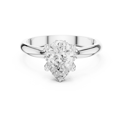 Pear Shape Solitaire Diamond Halo Engagement Ring