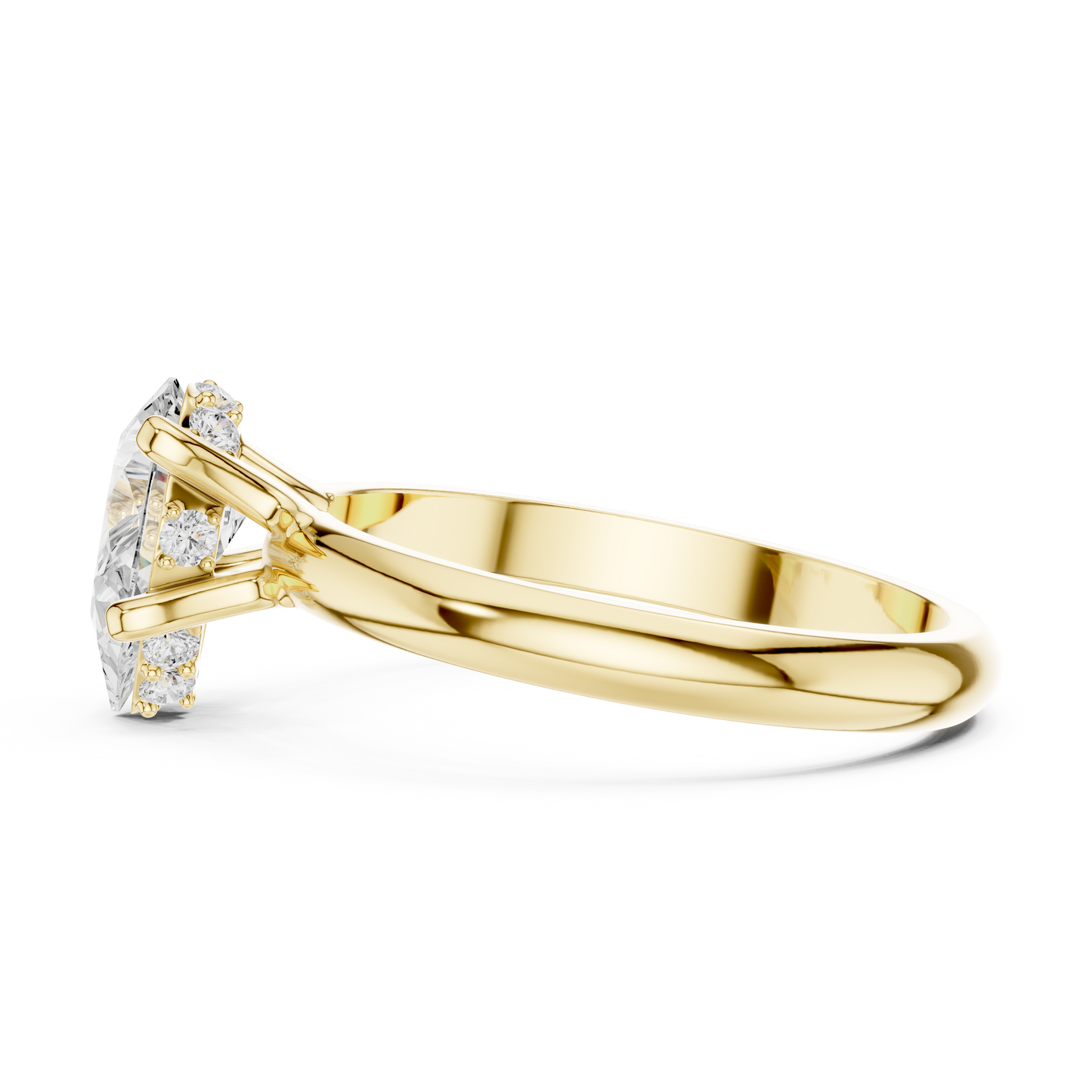 Pear Shape Solitaire Diamond Halo Engagement Ring