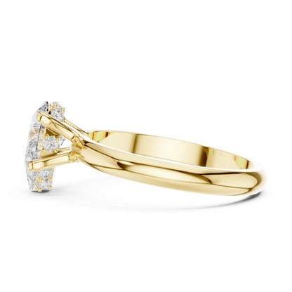 Pear Shape Solitaire Diamond Halo Engagement Ring