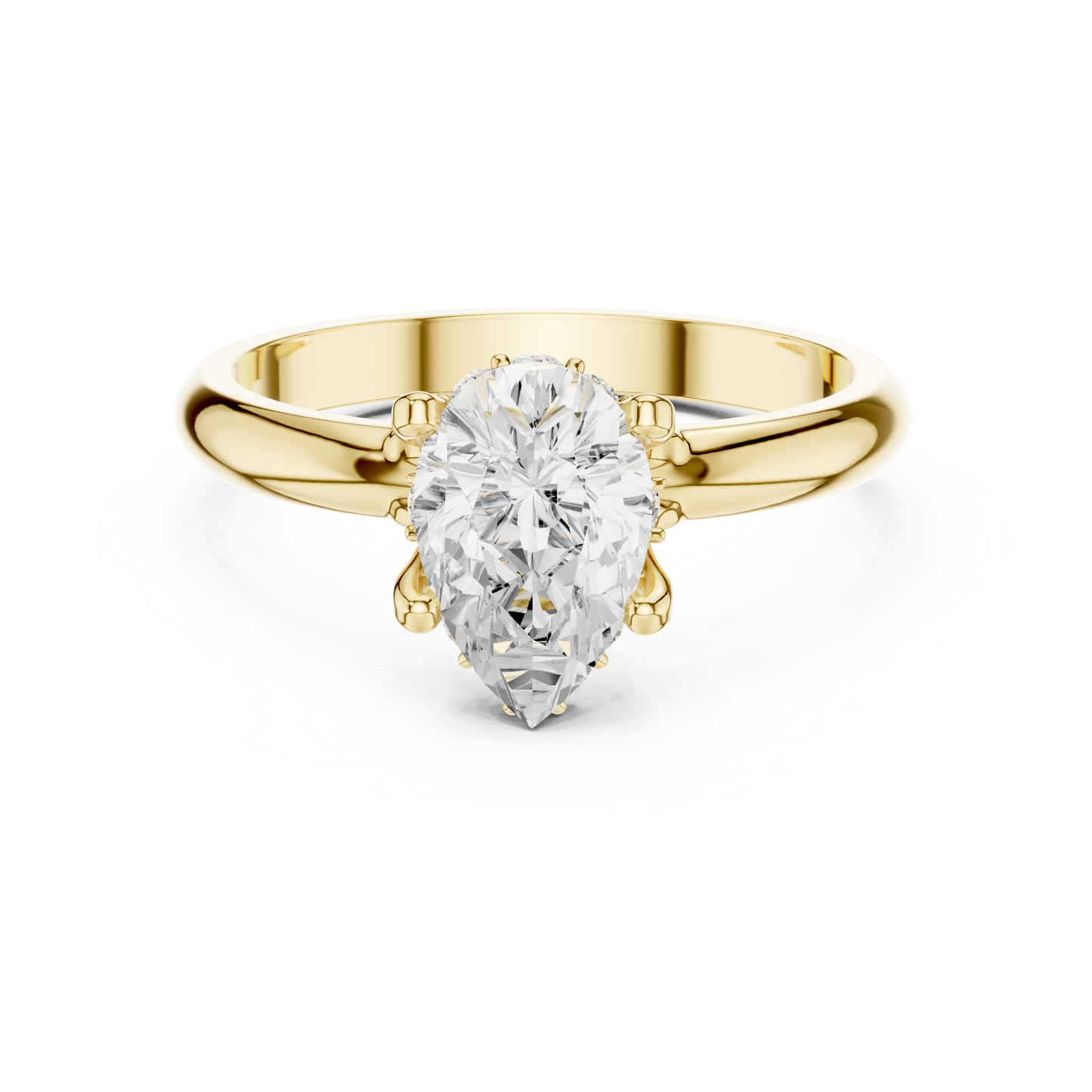 Pear Shape Solitaire Diamond Halo Engagement Ring
