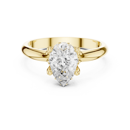Pear Shape Solitaire Diamond Halo Engagement Ring