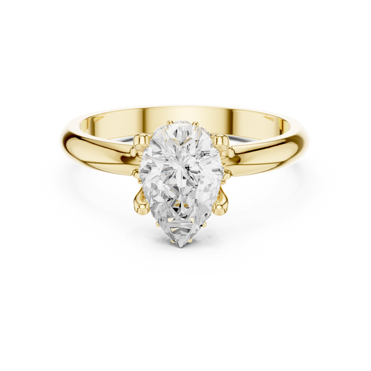 Pear Shape Solitaire Diamond Halo Engagement Ring