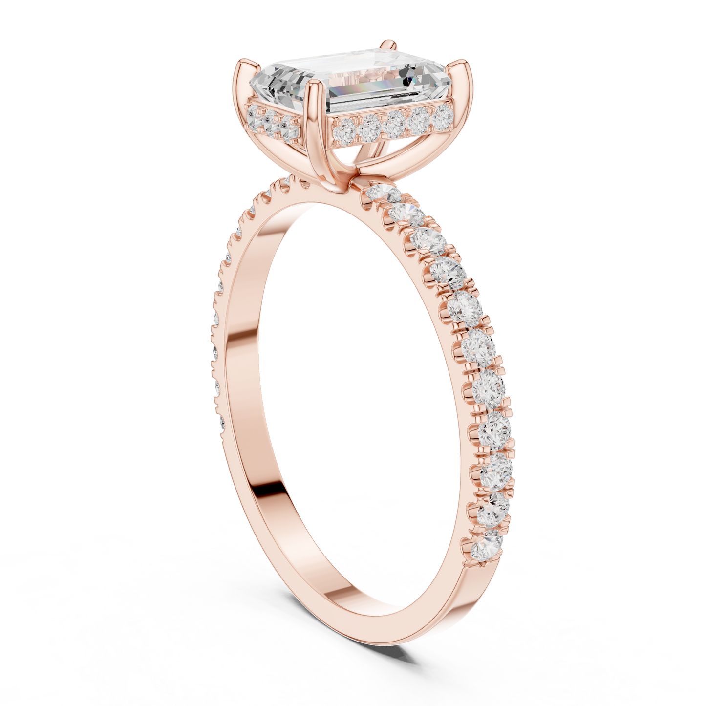 Emerald Cut Diamond Pave Engagement Ring