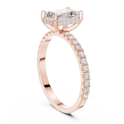 Emerald Cut Diamond Pave Engagement Ring