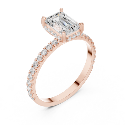 Emerald Cut Diamond Pave Engagement Ring