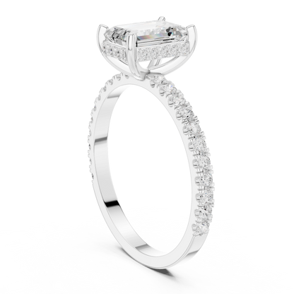 Emerald Cut Diamond Pave Engagement Ring