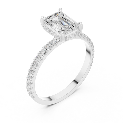 Emerald Cut Diamond Pave Engagement Ring