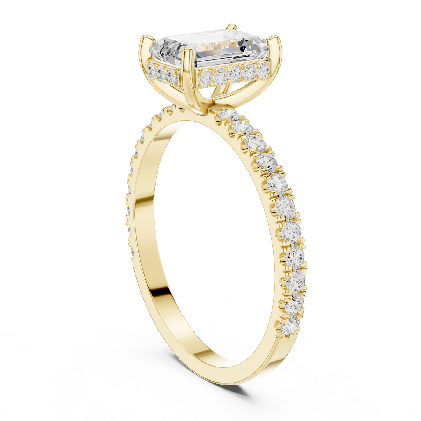 Emerald Cut Diamond Pave Engagement Ring