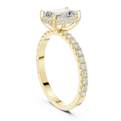 Emerald Cut Diamond Pave Engagement Ring