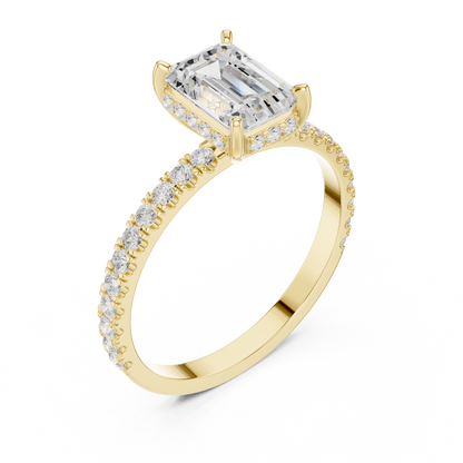 Emerald Cut Diamond Pave Engagement Ring