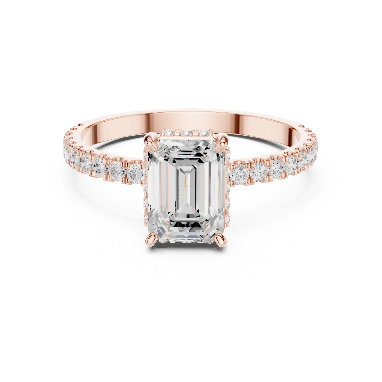 Emerald Cut Diamond Pave Engagement Ring