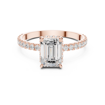 Emerald Cut Diamond Pave Engagement Ring