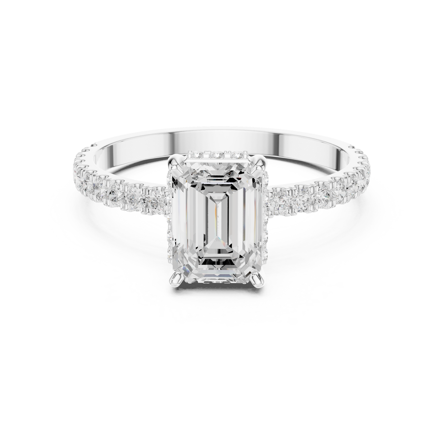 Emerald Cut Diamond Pave Engagement Ring