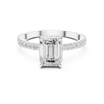 Emerald Cut Diamond Pave Engagement Ring
