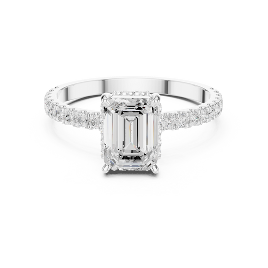 Emerald Cut Diamond Pave Engagement Ring