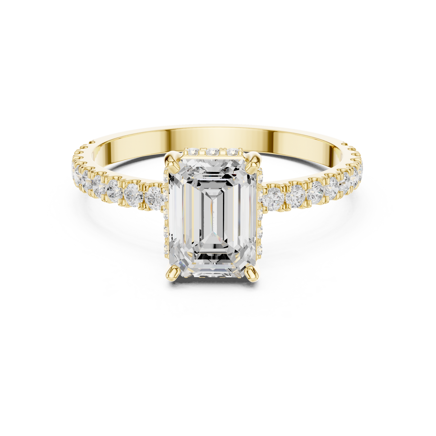 Emerald Cut Diamond Pave Engagement Ring