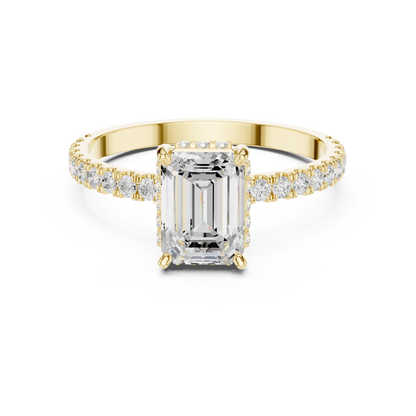 Emerald Cut Diamond Pave Engagement Ring