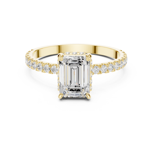 Emerald Cut Diamond Pave Engagement Ring
