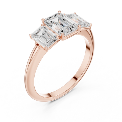 Emerald Cut Three-Stone Diamond Ring with Matching Emerald-Cut Side Stones