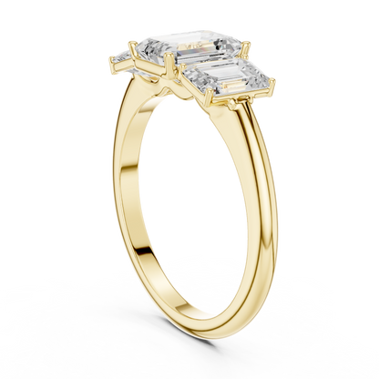 Emerald Cut Three-Stone Diamond Ring with Matching Emerald-Cut Side Stones
