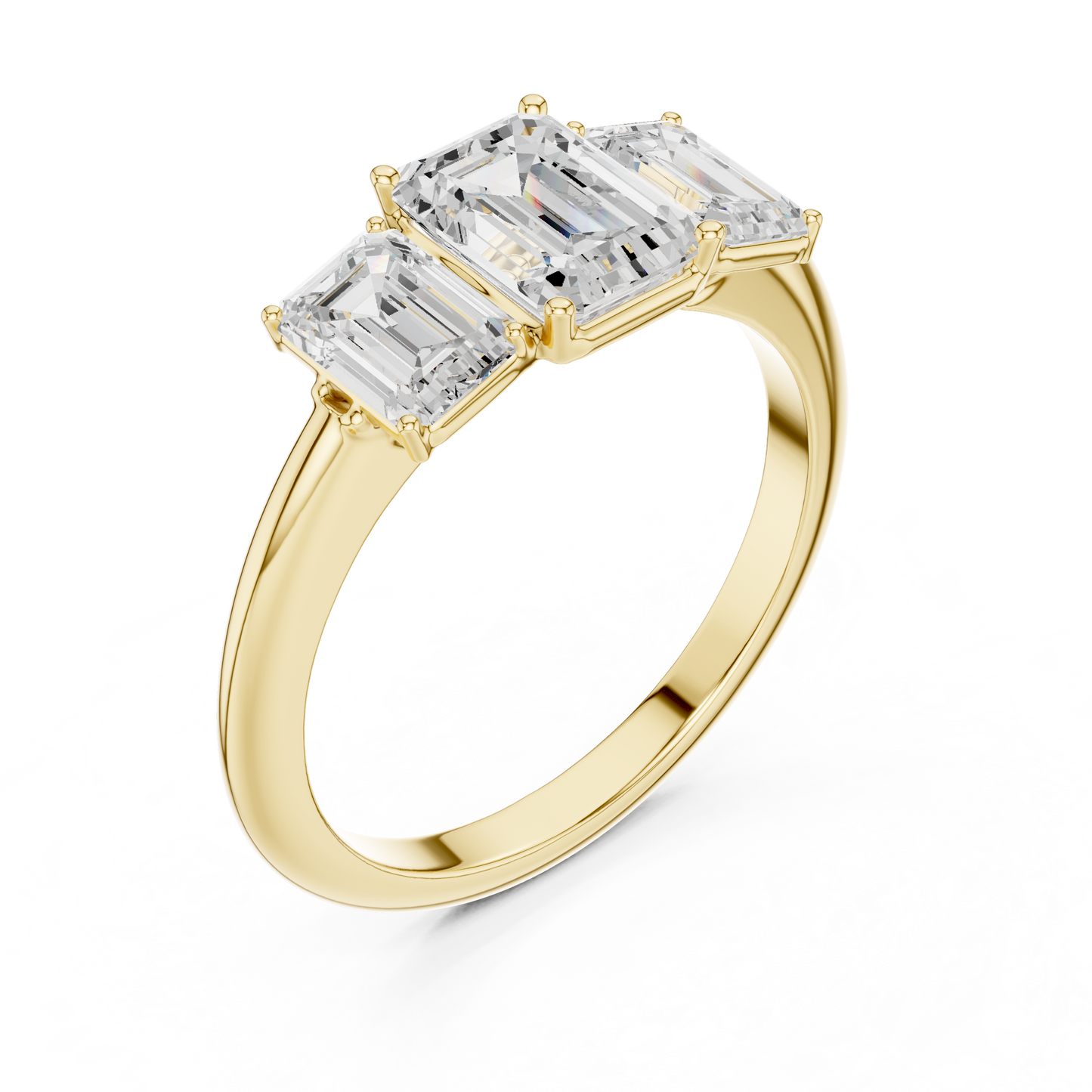 Emerald Cut Three-Stone Diamond Ring with Matching Emerald-Cut Side Stones