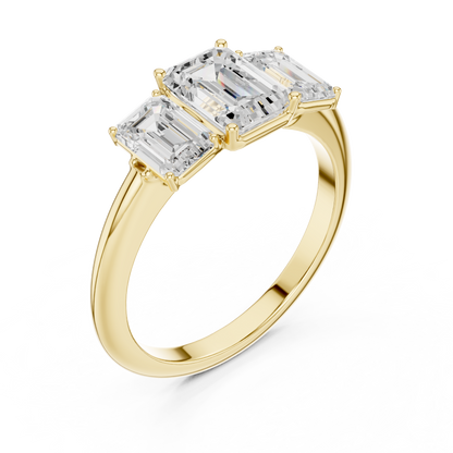 Emerald Cut Three-Stone Diamond Ring with Matching Emerald-Cut Side Stones