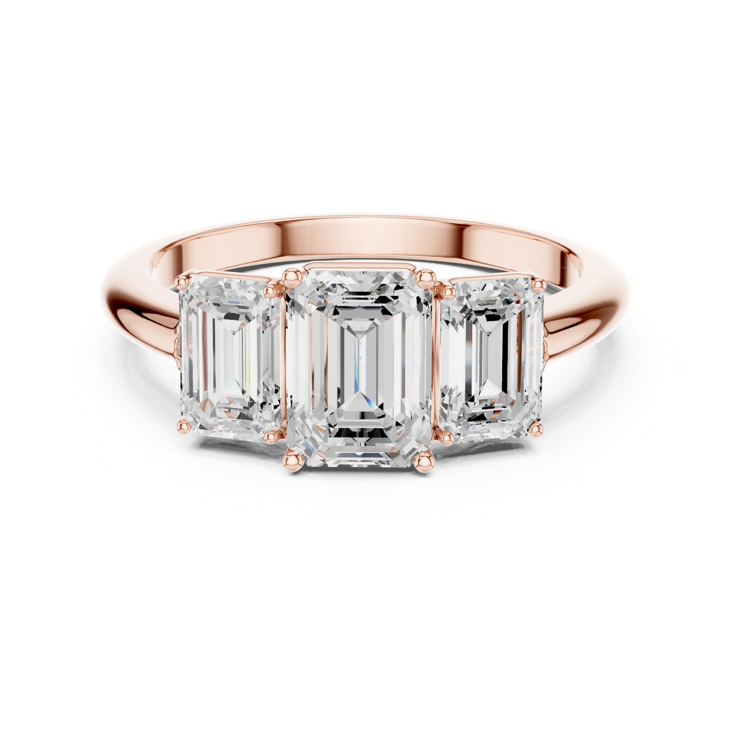 Emerald Cut Three-Stone Diamond Ring with Matching Emerald-Cut Side Stones