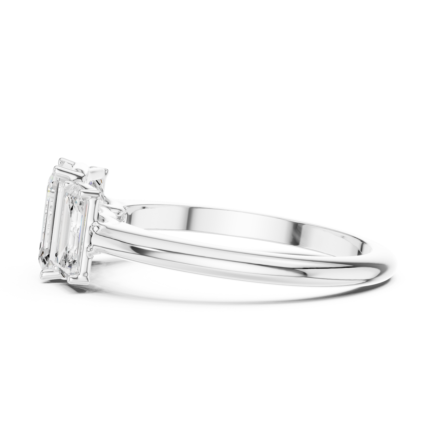 Emerald Cut Three-Stone Diamond Ring with Matching Emerald-Cut Side Stones