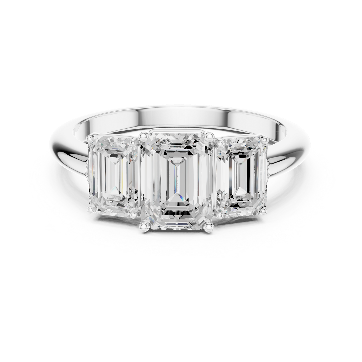 Emerald Cut Three-Stone Diamond Ring with Matching Emerald-Cut Side Stones