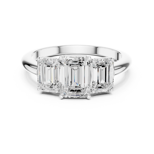 Emerald Cut Three-Stone Diamond Ring with Matching Emerald-Cut Side Stones