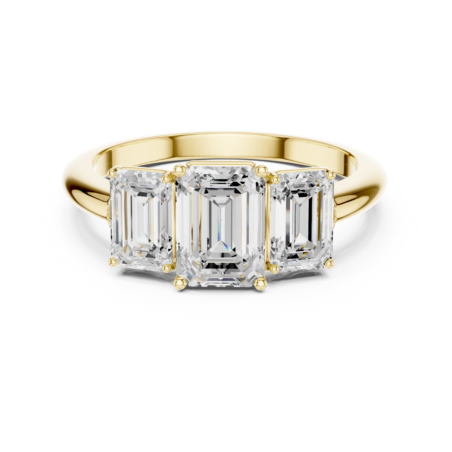 Emerald Cut Three-Stone Diamond Ring with Matching Emerald-Cut Side Stones