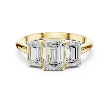 Emerald Cut Three-Stone Diamond Ring with Matching Emerald-Cut Side Stones