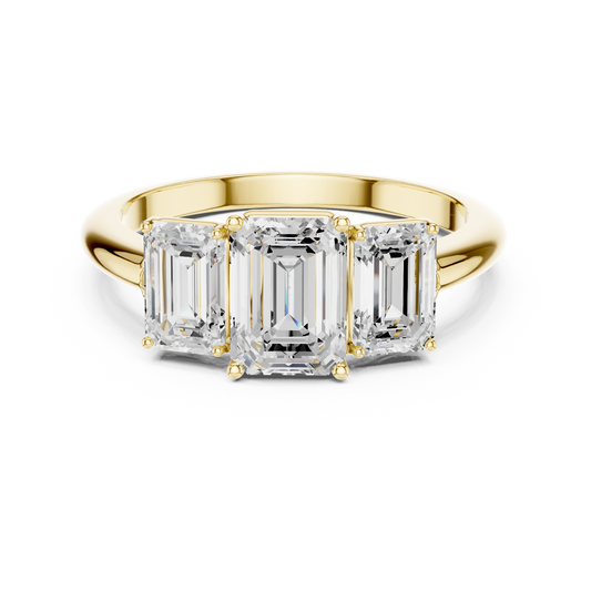 Emerald Cut Three-Stone Diamond Ring with Matching Emerald-Cut Side Stones