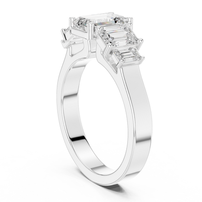 Emerald-Cut Three-Stone Diamond Ring