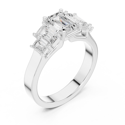 Emerald-Cut Three-Stone Diamond Ring
