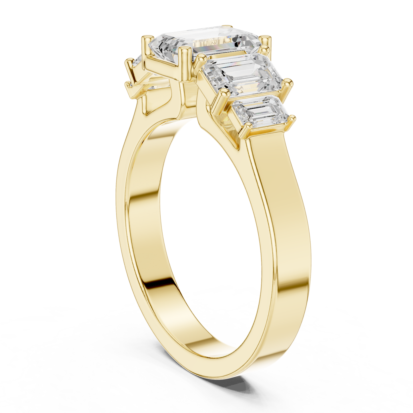 Emerald-Cut Three-Stone Diamond Ring