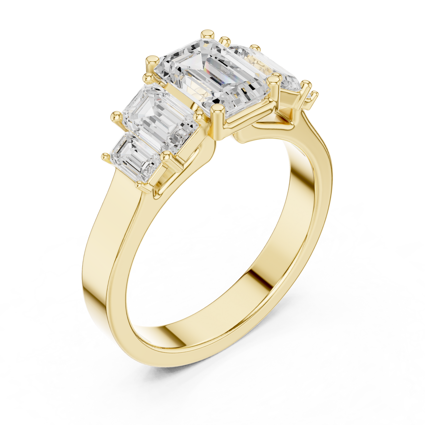 Emerald-Cut Three-Stone Diamond Ring