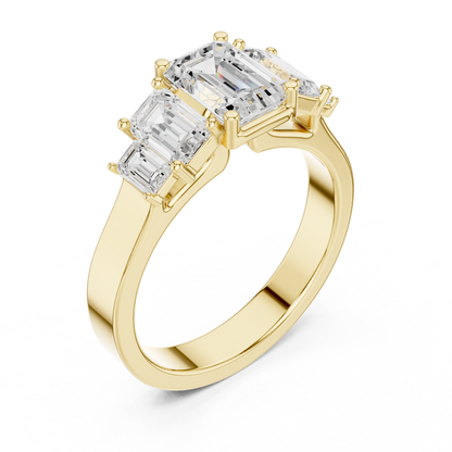 Emerald-Cut Three-Stone Diamond Ring