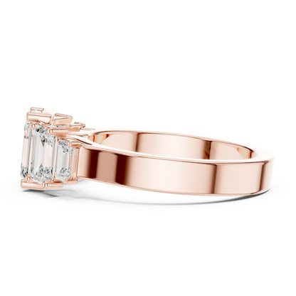 Emerald-Cut Three-Stone Diamond Ring