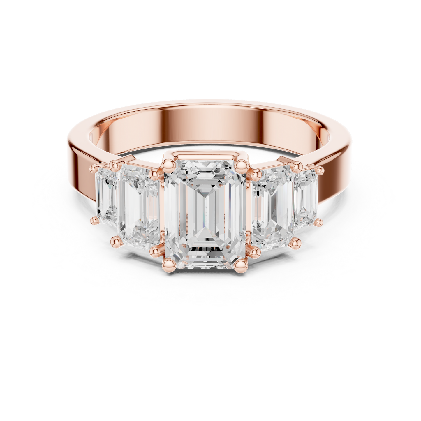 Emerald-Cut Three-Stone Diamond Ring