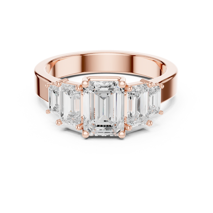Emerald-Cut Three-Stone Diamond Ring
