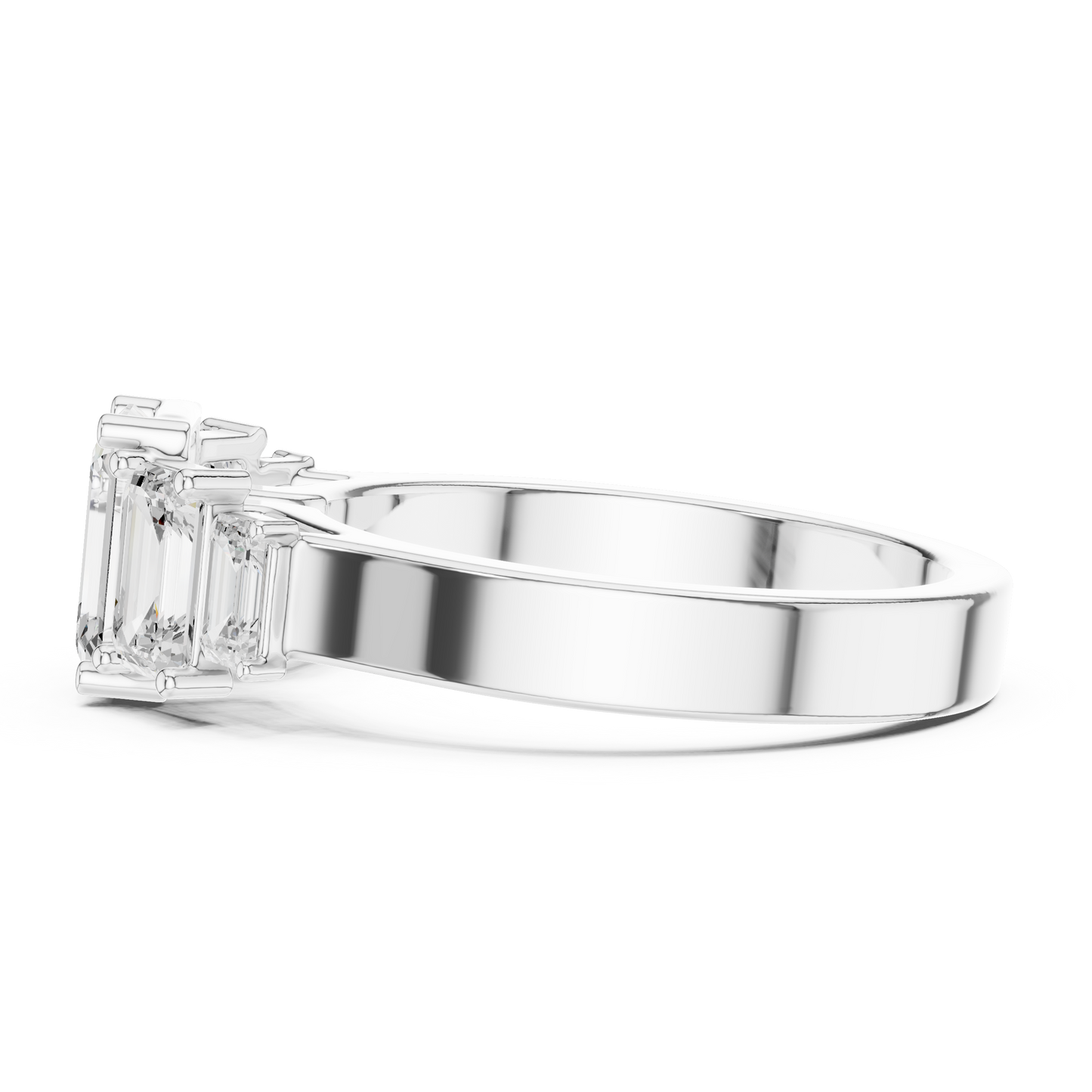 Emerald-Cut Three-Stone Diamond Ring