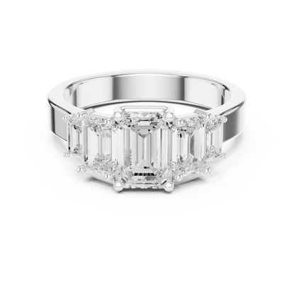 Emerald-Cut Three-Stone Diamond Ring
