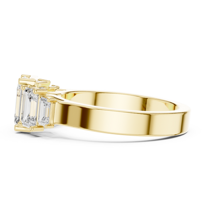 Emerald-Cut Three-Stone Diamond Ring