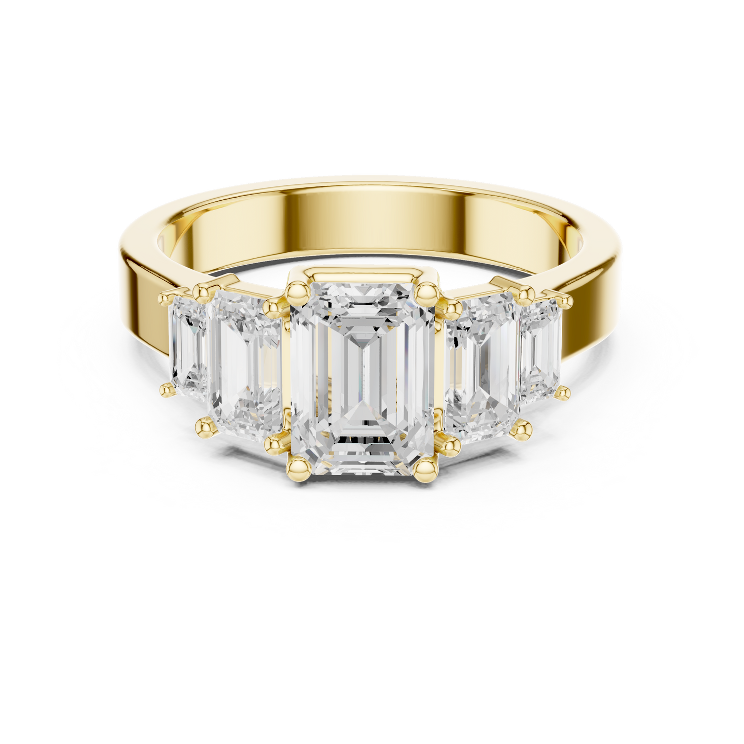 Emerald-Cut Three-Stone Diamond Ring